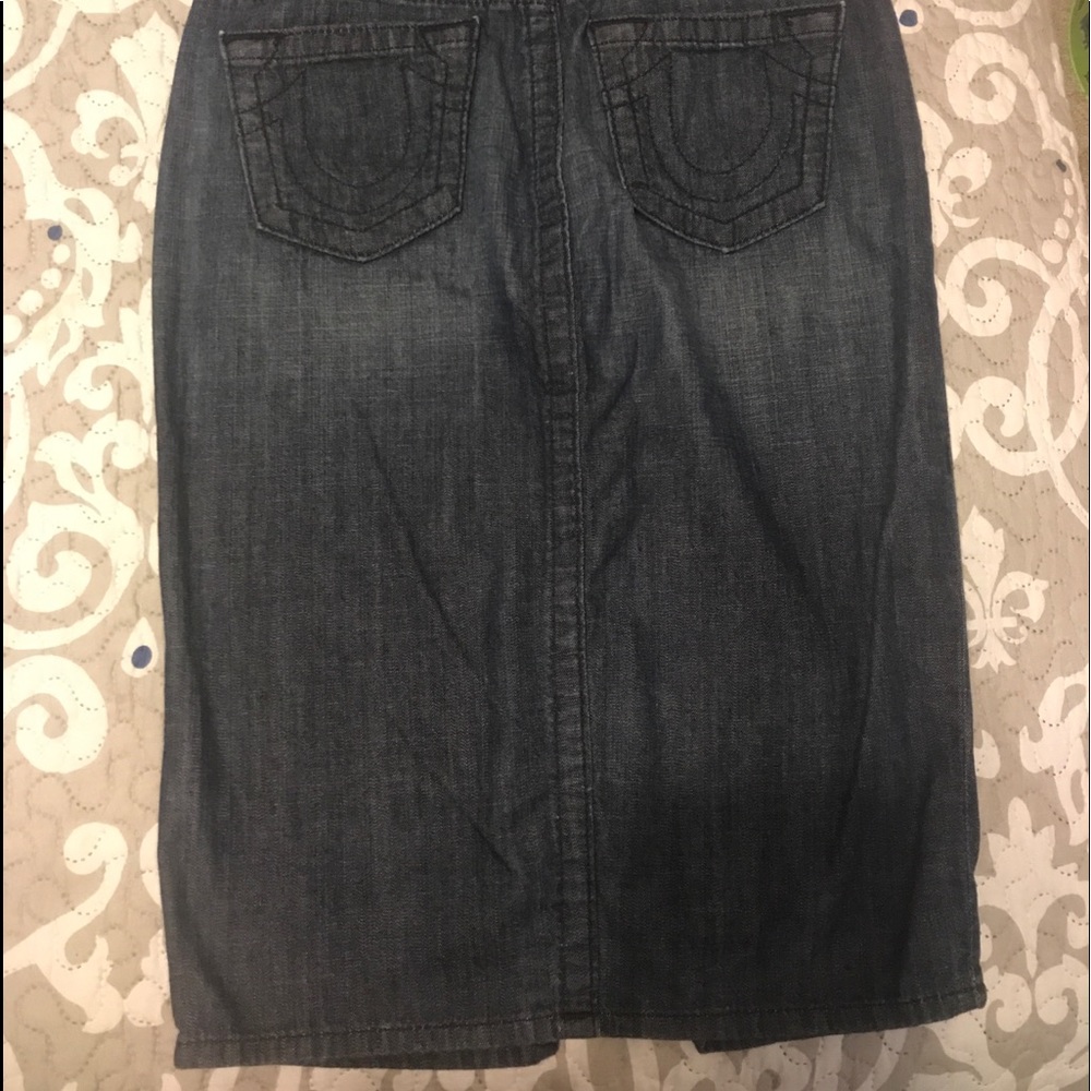 Knee length skirt blue jean TRUE RELIGION sz 25